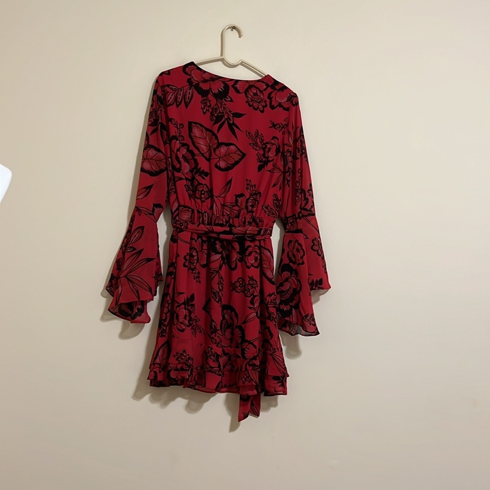NEW City Chic cherry bloom Red Floral Wrap mini Dress size S/16 - Picture 8 of 8